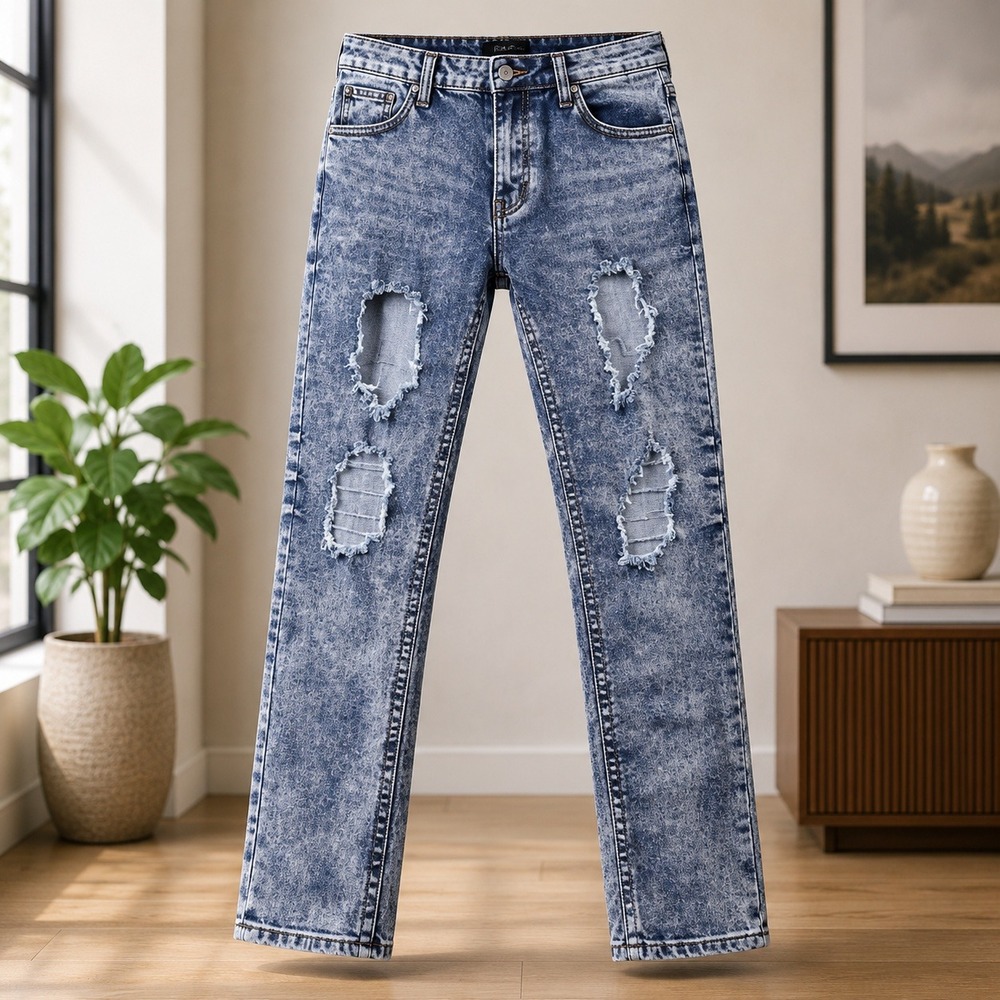 Premiere Rue21 Skinny Jeans Women 9/10R Blue Acid Wash Distressed Ripped Denim